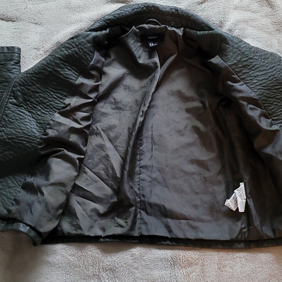 NonLeather moto biker jacket sz M in olive moss green - Picture 5 of 6